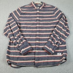 Penfield Button Up Shirt Mens Large L Blue Red Striped Flannel Outdoor Hike Fall